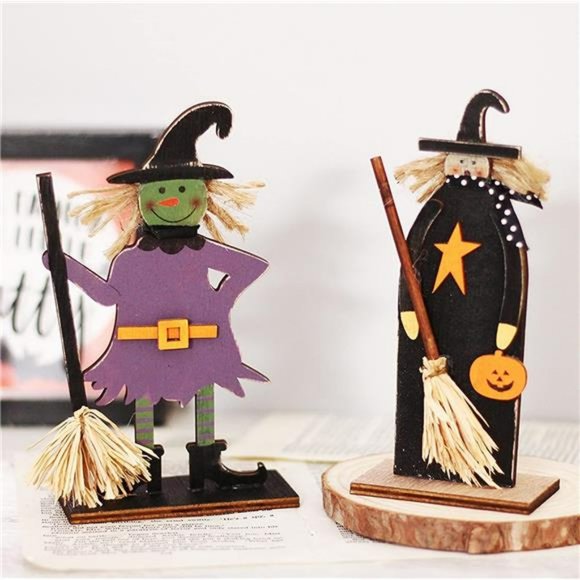 Halloween Ghost Witch Wooden Table Sign Vintage Table Centerpieces (1PCS, D) - Picture 6 of 6